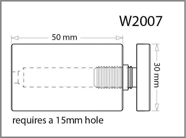 30mm Diameter X 50mm Length Standoff Details - Holds up to 12mm Material
